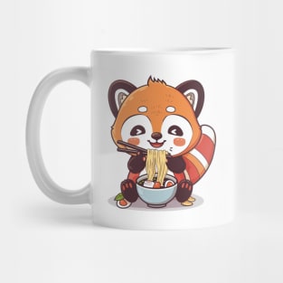 Cute Red Panda eating ramen Mug